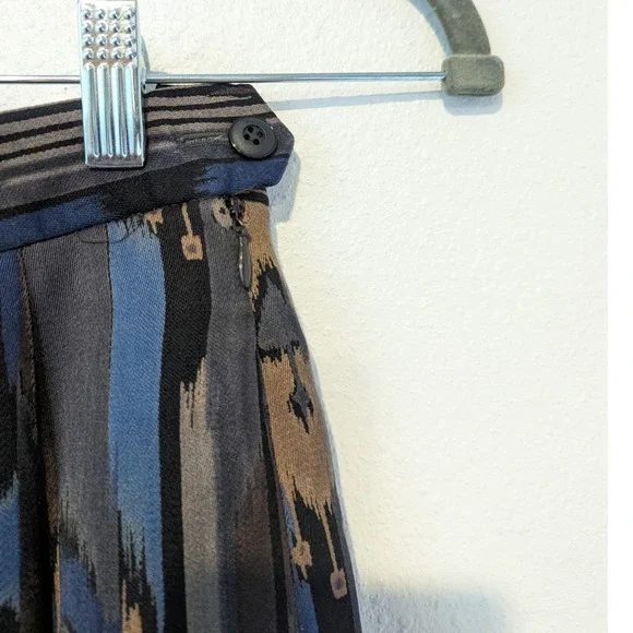 Vintage 80s Geiger 100% Wool Pleated Midi Skirt Boho Indie Pattern Size 6 - Picture 2 of 5